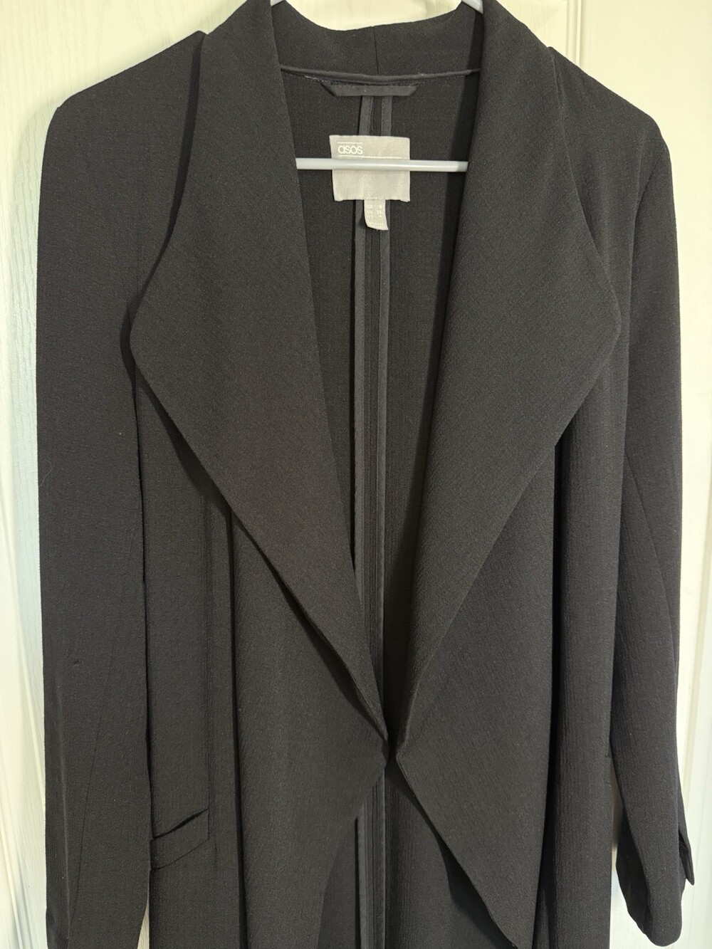 🖤ASOS Black Lightweight Waterfall Drape Duster Coat Jacket US 4 S Excellent